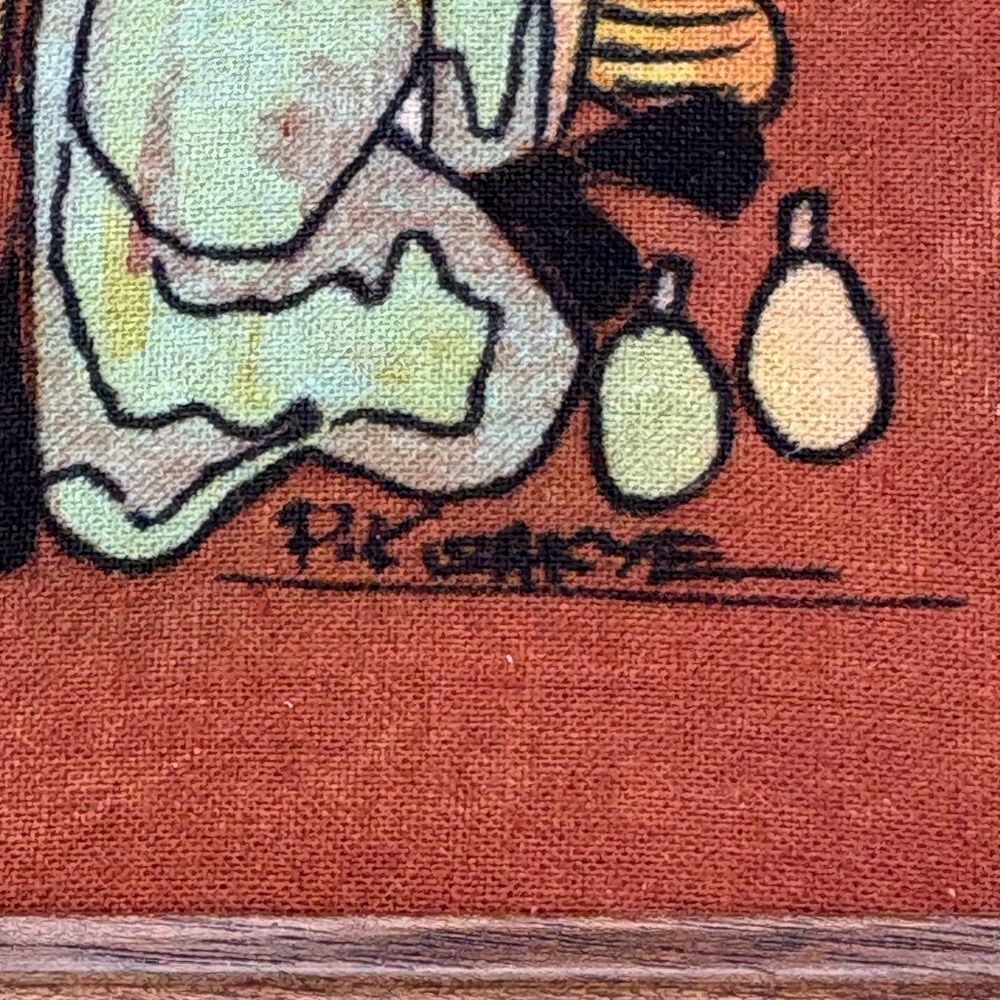 Vintage Signed Framed Abstract Batik Art on Fabric - Picture 5 of 8